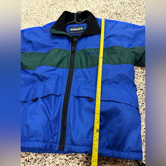 Vtg Timberland Nylon Jacket Coat Waterproof Fleece Lined Mens S Blue Green - Picture 15 of 15